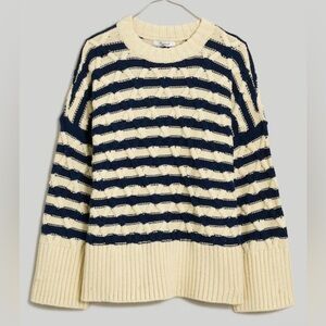 Madewell Cable-Knit Oversized Sweater in Stripe